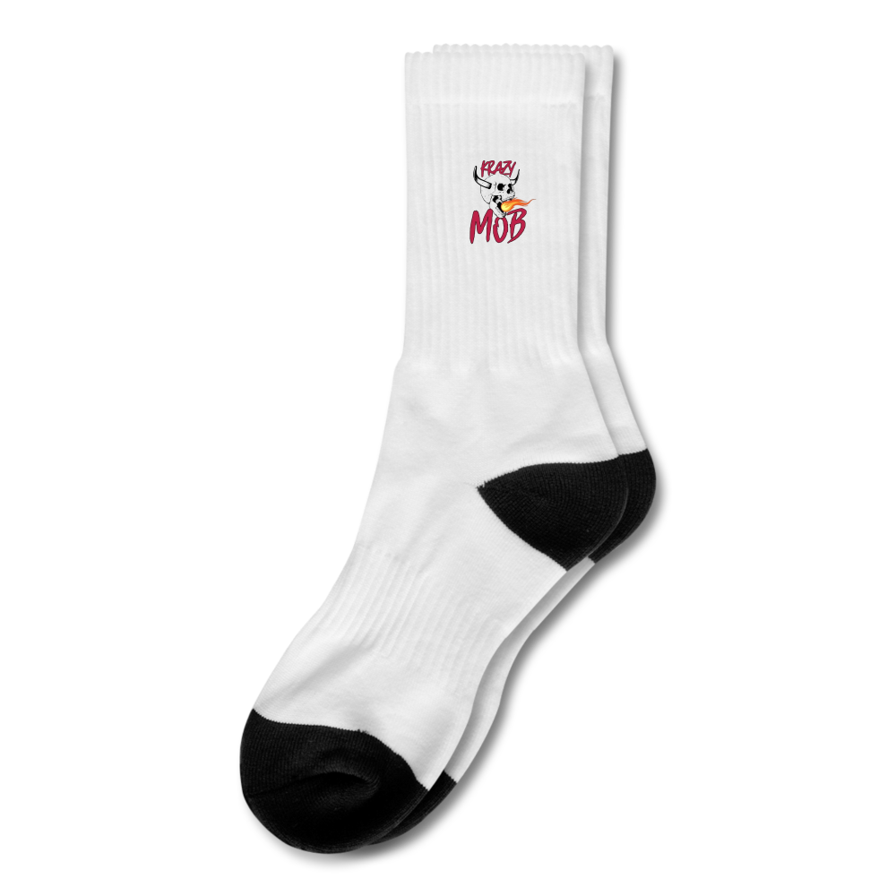 DY KRAZY LOGO PREMIUM 7 inch Cuff Crew Socks - white