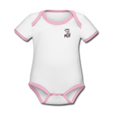 KRAZY MOB LOGO Organic Contrast Short Sleeve Baby Bodysuit - white/pink