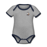 KRAZY MOB LOGO Organic Contrast Short Sleeve Baby Bodysuit - heather gray/navy